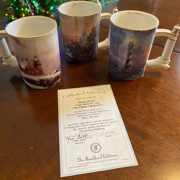 3 Thomas Kincaid Lighthouse Mugs